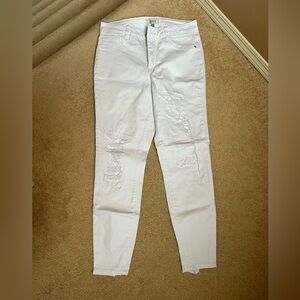Jolt White Distressed Ankle Jeans